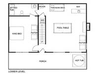 Lower level floor plan - 3 bedroom cabin near Pigeon Forge