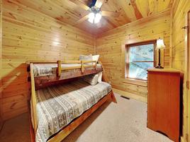Lower Level full bottom and twin top bunk at Topsy  in Pigeon Forge TN