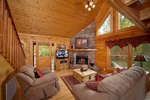 Sunset Mountain cabin fireplace