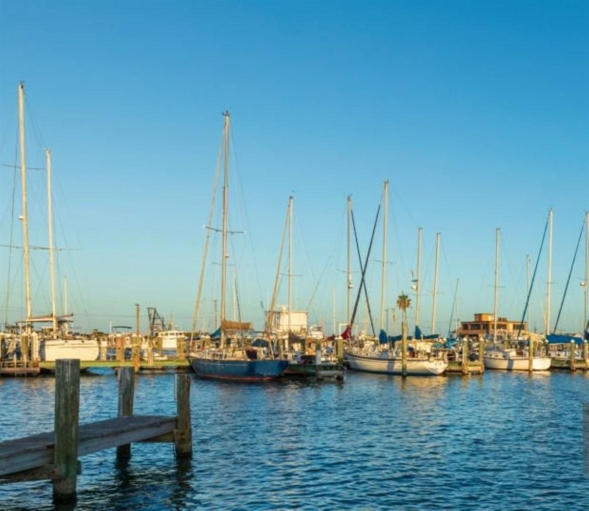 Fishing boats and shrimp boats tied up at the Fulton harbor.