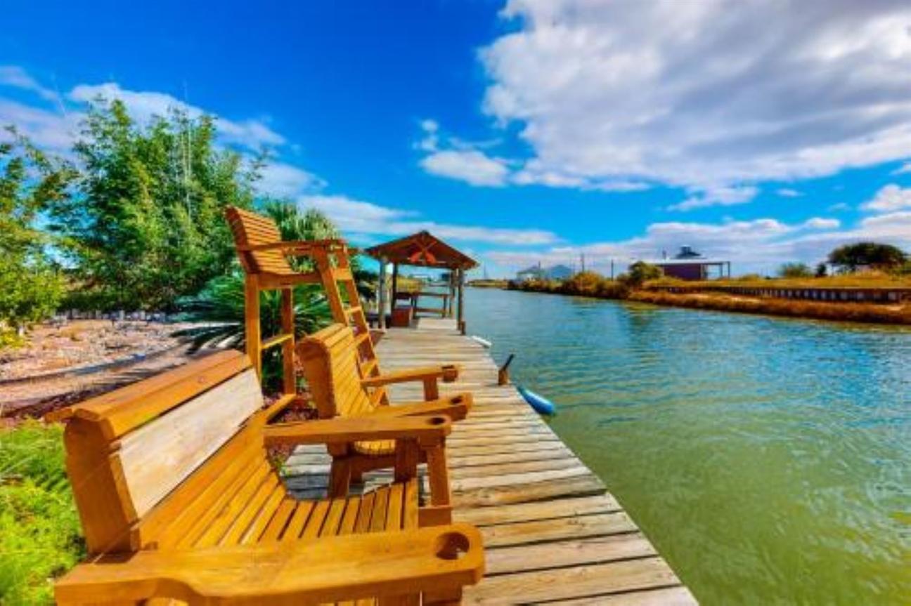 wooden chairs on the fishing dock 