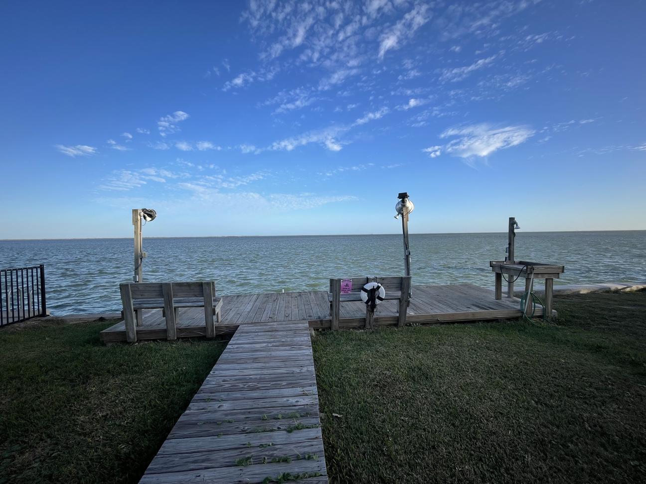 Private fishing pier overlooking bay in Rockport Texas