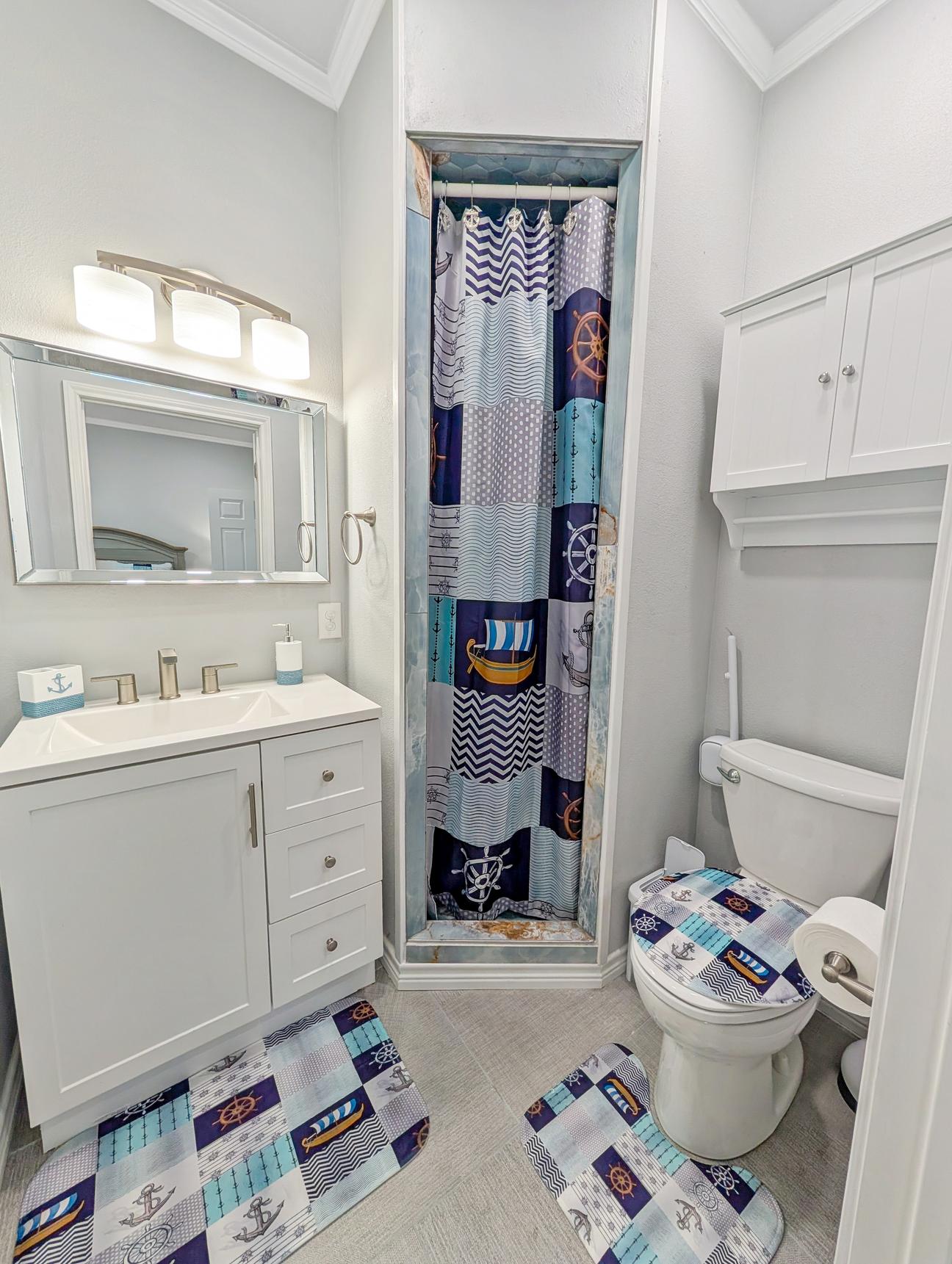 Walk in shower in private bath