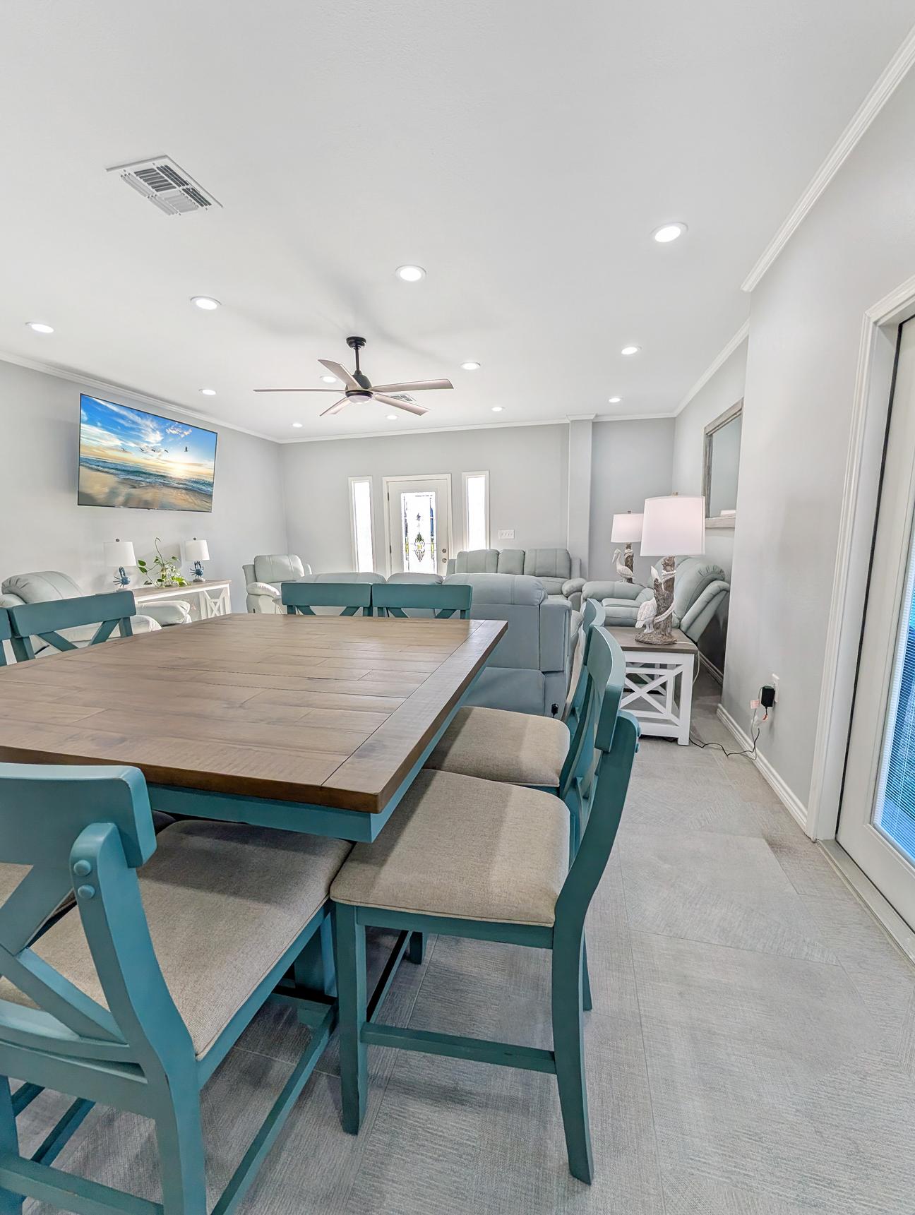 Counter height dining room table.
