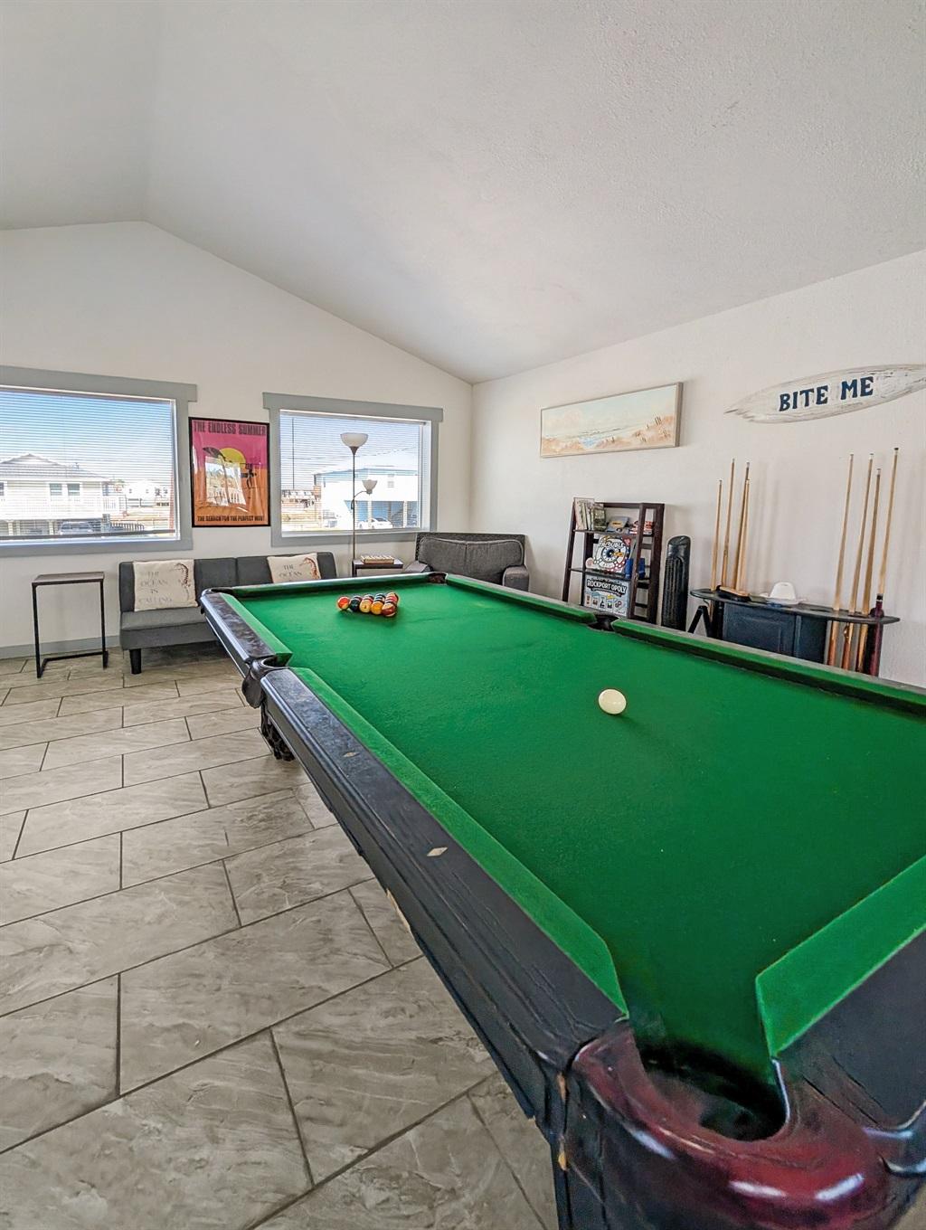 Pool table in the living room