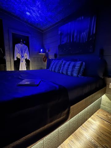 A STAR LIGHT PROJECTOR IS IN YOUR TREEHOUSE FOR A RESTFUL NIGHT UNDER THE STARS!