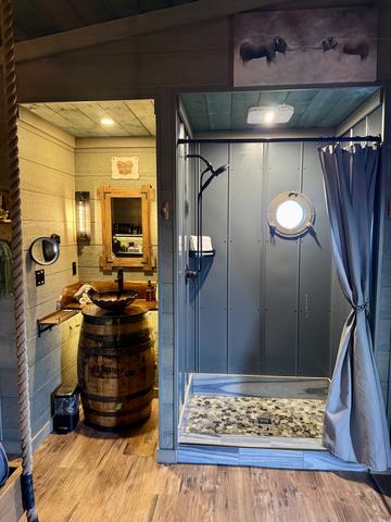 2 RAIN SHOWERS - CUSTOM TILE - 2 JACK DANIEL'S CUSTOM VANITIES - PORT HOLE WINDOWS - LUXURY LINENS & TOILETRIES PROVIDED