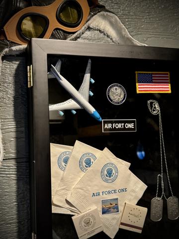 AUTHENTIC ITEMS FROM PRESIDENTIAL PLANE "AIR FORCE ONE" AND THE UNITED STATES AIR FORCE - PROPERLY PRESENTED AND MOUNTED BY VETERANS