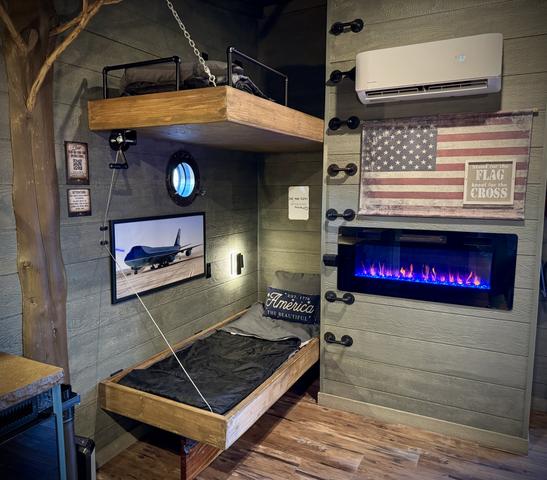 DOUBLE BUNKS - LED FIRE PLACE - READING LIGHTS - USB CHARGE PORTS - PORT HOLE WINDOWS - LUXURY LINENS & SLEEPING BAGS PROVIDED