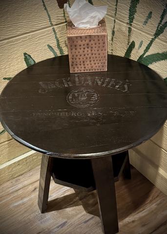 JACK DANIEL'S CUSTOM MADE IN HOUSE WHISKEY BARREL BED SIDE TABLE - AVAILABLE FOR PURCHASE