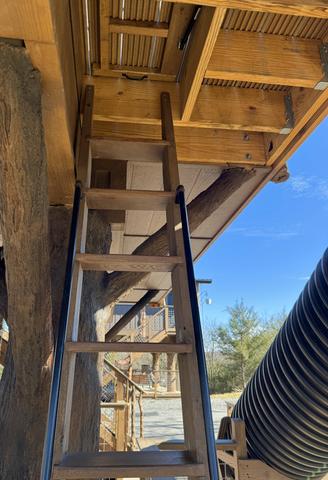 SNEAK UP THE SECRET LADDER THROUGH THE ESCAPE HATCH TO THE UPPER DECK OF AMONG THE WILDFLOWERS TREEHOUSE