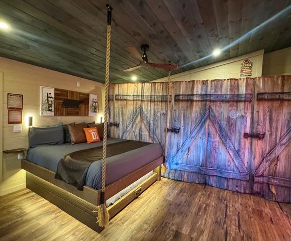 FOR PRIVACY, WE HAVE INSTALLED A CURTAIN TO SECTION OFF THE BATHROOM & TOILET CLOSET AREA