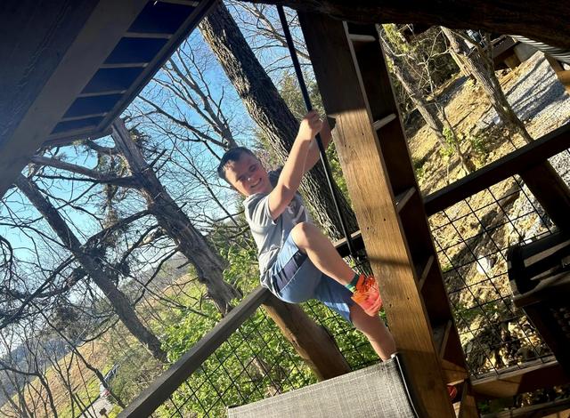 SNEAK UP THE SECRET LADDER FROM THE LOWER DECK AT SQUIRRELS GONE WILD TREEHOUSE