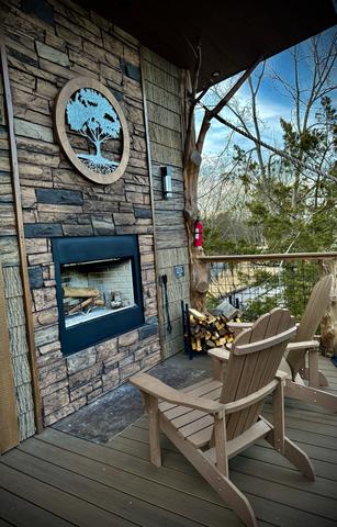 WOOD BURNING OUTDOOR FIREPLACE - UPPER DECK - UNLIMITED FIREWOOD PROVIDED