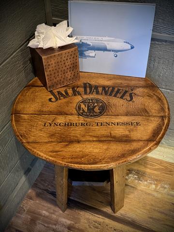 JACK DANIELS CUSTOM MADE BED SIDE TABLE - PAPER PRODUCTS PROVIDED - TABLE IS AVAILABLE FOR PURCHASE