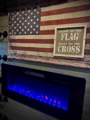 INDOOR LED FIRE PLACE AT AIR FORT ONE MOUNTAIN VIEW TREEHOUSE