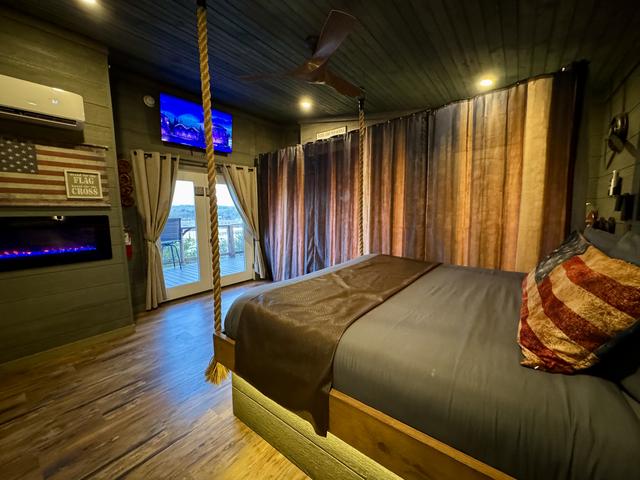 FOR PRIVACY, WE HAVE ADDED A ROOM DIVIDER CURTAIN