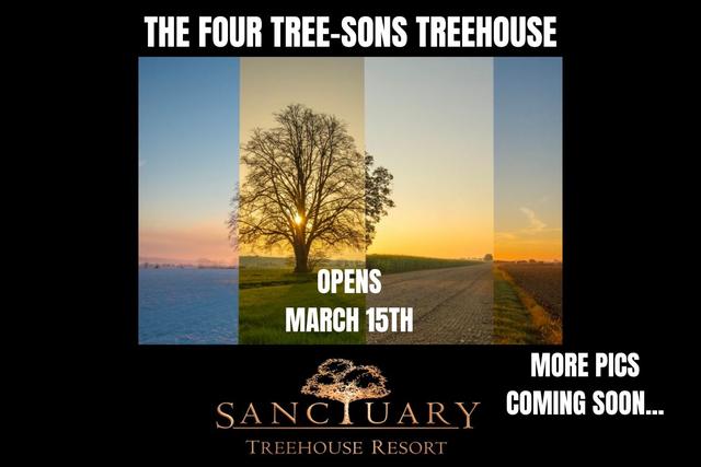 THE FOUR TREE-SON'S LUXE TREEHOUSE - SLEEPS UP TO 4 - NOW RESERVING BEGINNGING MARCH 15 - MORE PICS COMING SOON - SANCTUARY TREEHOUSE RESORT