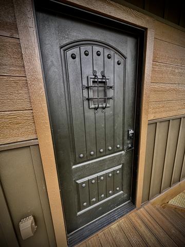 THE MOMENT YOU ARRIVE YOU WILL SEE YOUR SPEAK EASY FRONT DOOR WITH  KEY LESS ENTRY 