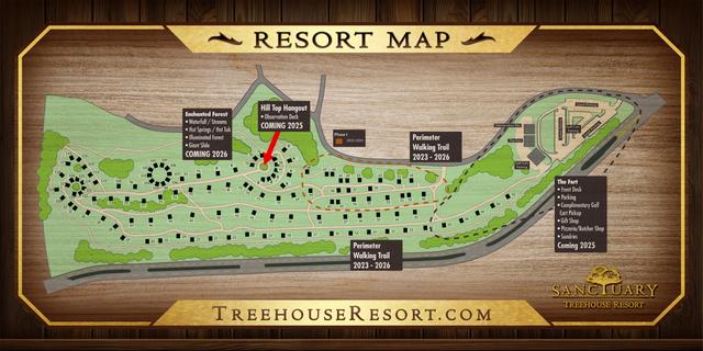 RESORT MAP OF SANCTUARY TREEHOUSE RESORT IN THE SMOKY MOUNTAINS - FUTURE PLANS INCLUDED ARE TENATIVE
