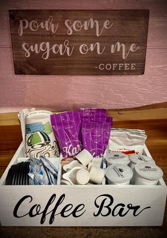 STOCKED COFFEE BAR - BOTTLED WATER - INCLUDED WITH EVERY STAY