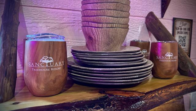 WINE/COFFEE TUMBLERS - BOWLS/PLATES - UTENSILS - AND MORE PROVIDED