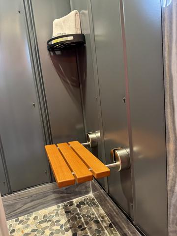 TEAK SEAT IN YOUR CUSTOM SHOWER - LUXURY LINENS AND TOILETRIES ARE PROVIDED