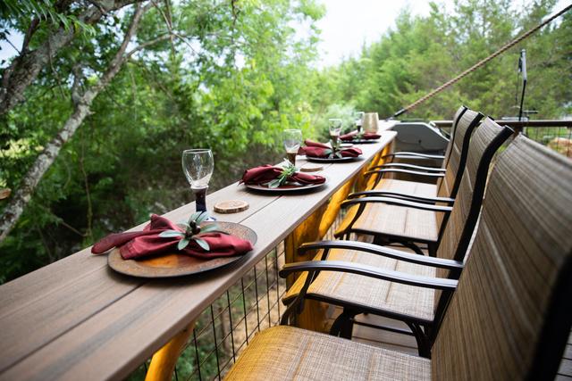 UPPER DECK - BAR TOP SEATING FOR 4 - GAS WEBER GRILL - 20-FOOT SLIDE ACCESS - ESCAPE HATCH - WOOD BURNING FIREPLACE - UNLIMITED FIREWOOD
