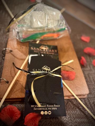 CHECK IN PACKET WITH DISCOUNTS, FREEBIES, AND GOODIES FROM US - TREEHOUSE BOOK WITH ALL THE INFORMATION YOU NEED TO MAKE YOUR STAY COMFORTABLE