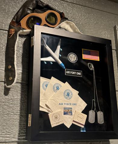 AUTHENTIC ITEMS FROM PRESIDENTIAL PLANE "AIR FORCE ONE" AND THE UNITED STATES AIR FORCE - PROPERLY PRESENTED AND MOUNTED BY VETERANS