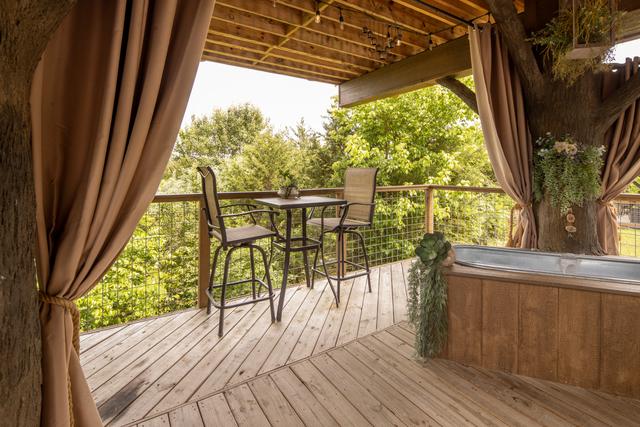 LOWER DECK - TREE-T-MENT CENTER LUXE TREEHOUSE - SANCTUARY TREEHOUSE RESORT - SMOKY MOUNTAINS 