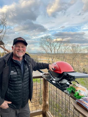 EVERY TREEHOUSE COMES WITH A GAS WEBER GRILL ON THE UPPER DECK - GRILLING TOOLS, OIL, SEASONING, COOK WARE, SERVICE WARE, FOOD STORAGE AND CLEANING SUPPLIES ARE PROVIDED