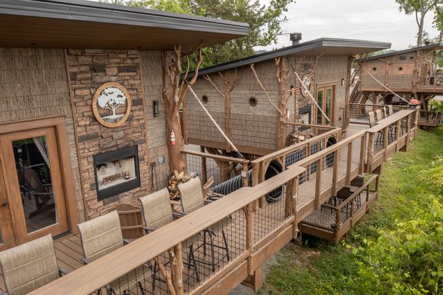 UPPER DECK ARIEL VIEW - TARZAN & JANE TREE FORT DOUBLE TREEHOUSES 
