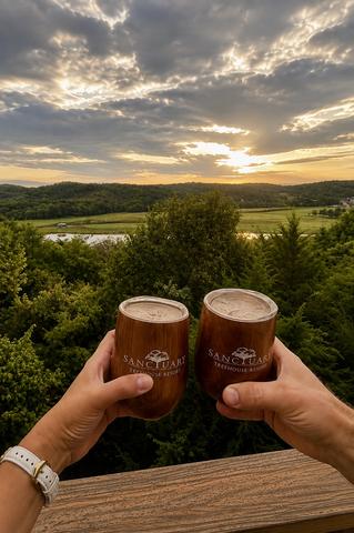 Cheers to the Smoky Mountain views and Sanctuary Treehouse Resort!