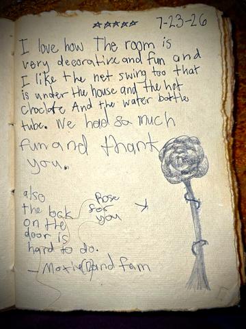 KIDS SAY IT BEST - GUEST REVIEW FROM A TREEHOUSE GUEST BOOK
