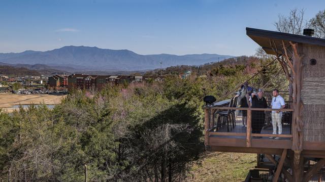 The breathtaking Smoky Mountain view can be seen from the top level porch. It never gets tired. 