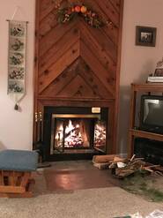 #4101 Wood burning fireplace in season