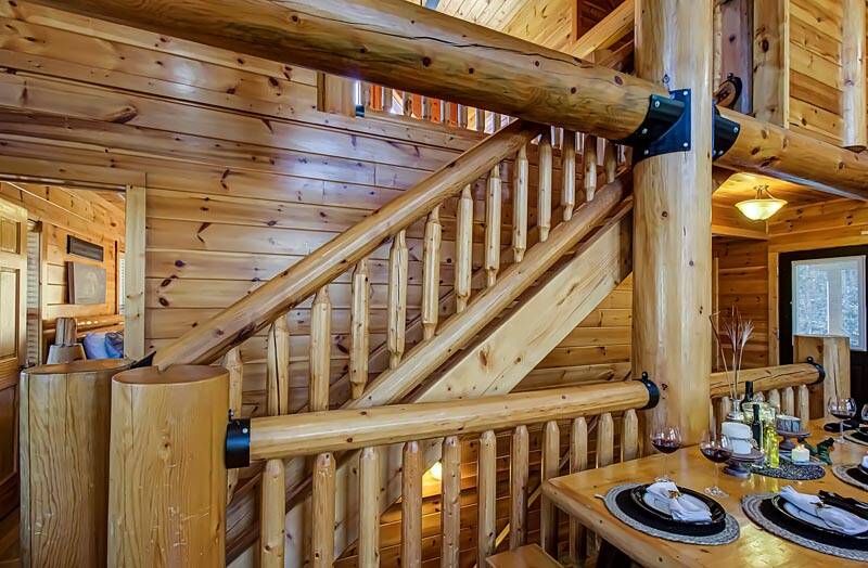 Rustic stairway of your cabin in the Smokies. at A Great Escape in Gatlinburg TN