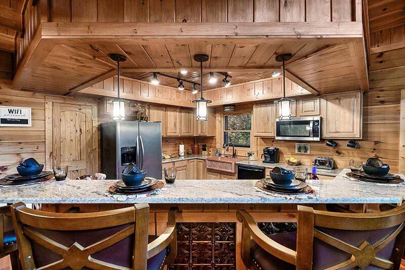 Find extra seating at your cabin's breakfast bar. at Alpine Oasis in Gatlinburg TN