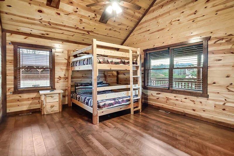 Room to relax in thse spacious bunk beds. at Cabin Fever Vacation in Gatlinburg TN