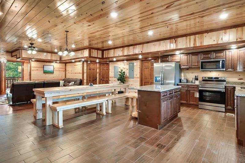 Your cabin in the Smokies fully equipped kitchen. at Cabin Fever Vacation in Gatlinburg TN