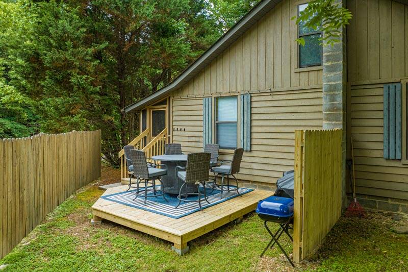 Deck at your 2 bedroom cabin rental. at Pigeon Forge Getaway in Gatlinburg TN