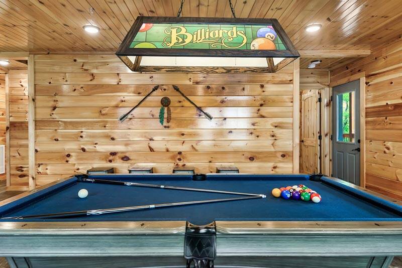Full size pool table at your Ski Mountain cabin rental. at Enchanted Spirit in Gatlinburg TN