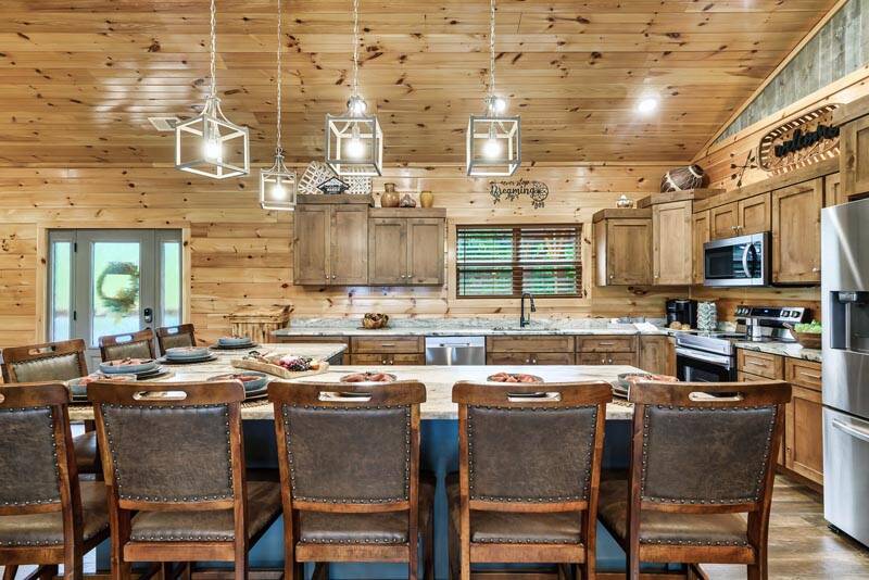 Your cabin rental lets the family eat holiday meals together. at Enchanted Spirit in Gatlinburg TN