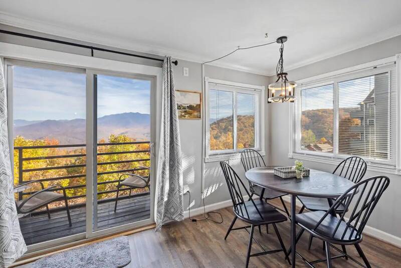 Enjoy Smoky Mountain views from your condo's dining room. at Top of the Smokies in Gatlinburg TN