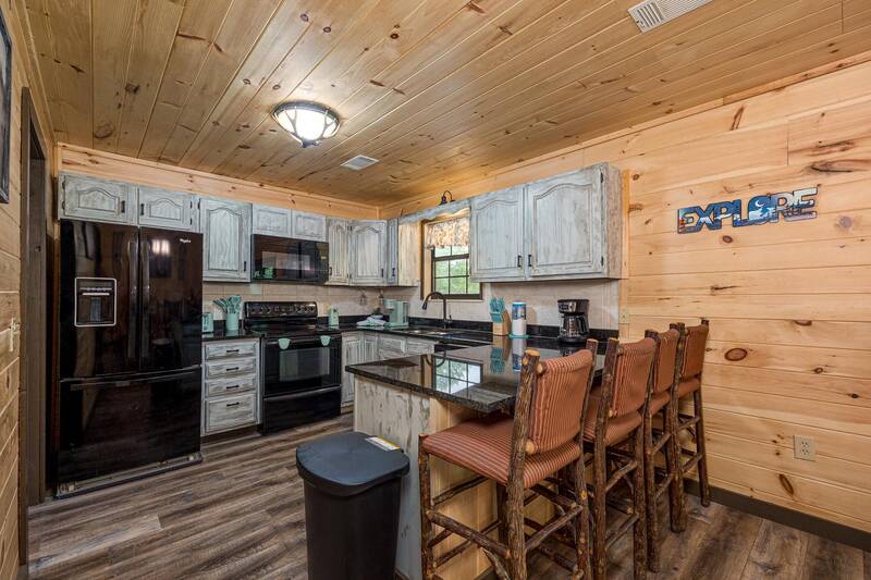 Breakfast counter in your cabin kitchen area. at Mountain Creek View in Gatlinburg TN
