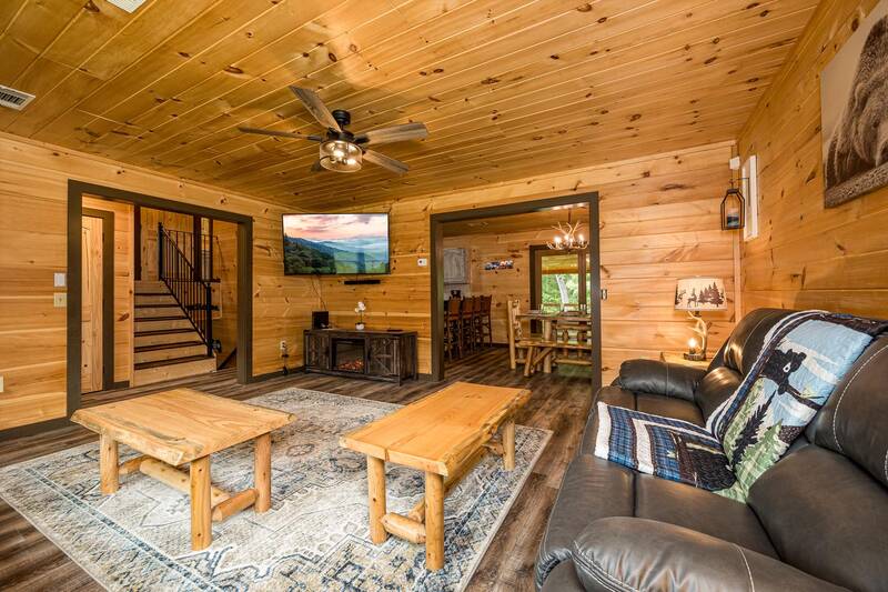 Living room at your Smokies cabin. at Mountain Creek View in Gatlinburg TN