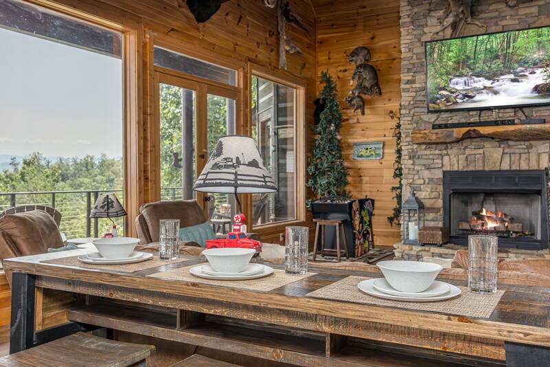 Easy to accomodate the entire family with two dining tables. at Five Bears Mountain View Lodge in Gatlinburg TN