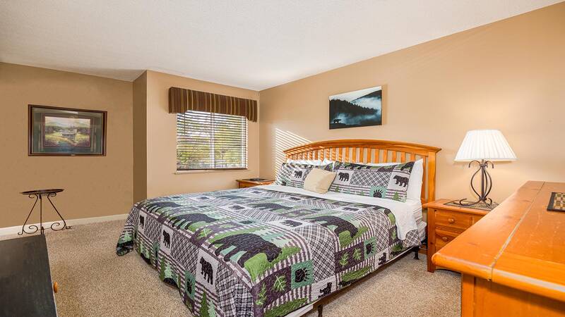 Condo with relaxing King sized bed. at Smokies Summit View in Gatlinburg TN