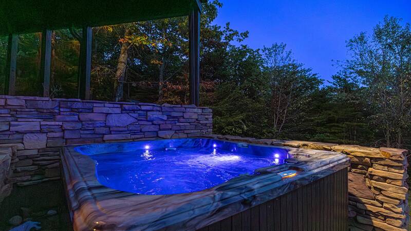 Picture yourselves sharing this romantic hot tub in the Smokes. at Five Bears Mountain View Lodge in Gatlinburg TN
